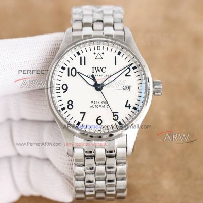 Super Clone IWC Pilot Mark XVIII Heritage White Dial Stainless Steel Watch 40mm 